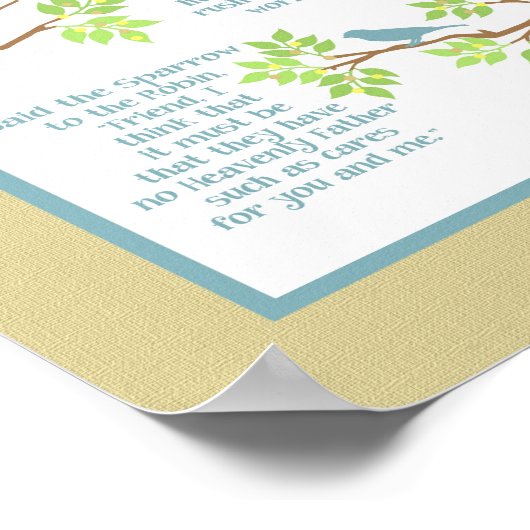 Poster Surentendu dans un verger (Robin et Bruant) Imprim (Coin)