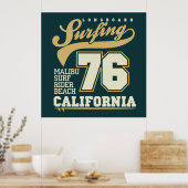 Poster Surf à bord | Californie 76 (Cuisine)