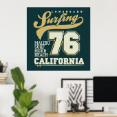 Poster Surf à bord | Californie 76 (Bureau à domicile)
