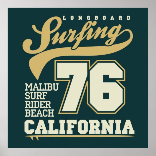 Poster Surf à bord | Californie 76 (Devant)