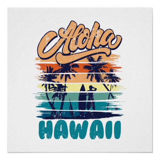 Poster Surf - Aloha Hawaï (Devant)