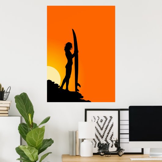 Poster Surf, avec des Surferin (Bureau à domicile)