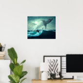 Poster Surf avec requins (Bureau à domicile)