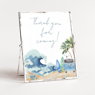 Poster Surf Baby shower de plage Merci pour venir