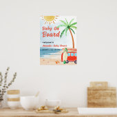 Poster Surf Beach Bébé À Bord Baby shower Bienvenue (Cuisine)