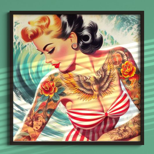 Poster Surf Beach Pin-up
