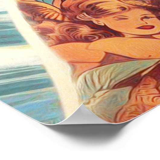 Poster Surf Beach Pin-up (Coin)