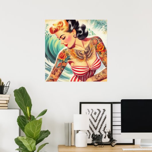 Poster Surf Beach Pin-up (Bureau à domicile)