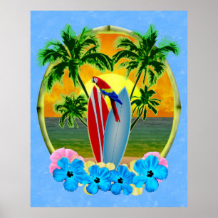 Poster Surf Beach Sunset