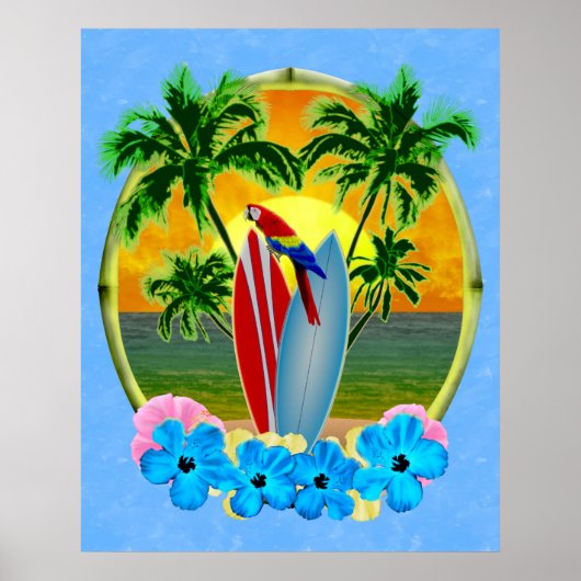 Poster Surf Beach Sunset (Devant)