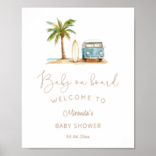 Poster Surf bébé à bord Baby shower Bienvenue