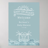 Poster Surf Bébé à bord Baby shower bleu Accueil (Devant)