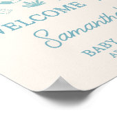 Poster Surf bleu bébé à bord Baby shower Bienvenue (Coin)