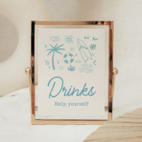 Surf bleu bébé à bord Baby shower Boissons