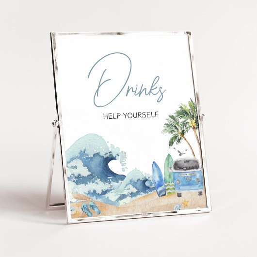 Poster Surf Board Beach Baby shower Boissons