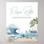 Poster Surf Board Beach Baby shower Déchets Raffle (Devant)