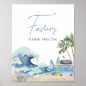 Poster Surf Board Beach Baby shower Faveurs (Devant)