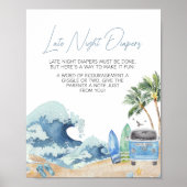 Poster Surf Board Beach Baby shower Late Night Diapos (Devant)