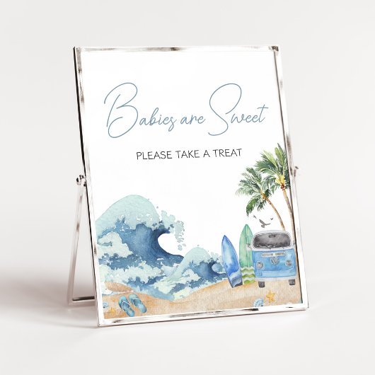 Poster Surf Board Beach Baby shower Les bébés sont doux