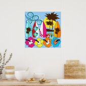 Poster Surf Boutique Surf Ocean Beach Surfboards Palm Tre (Cuisine)