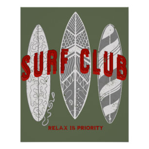 Poster Surf Club Summer Beach Vacances Funny Vintage