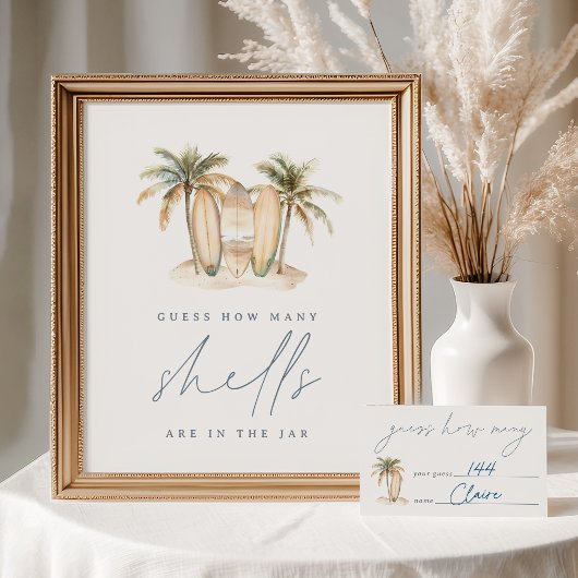 Poster Surf côtier Baby shower Shell Jeu de devis