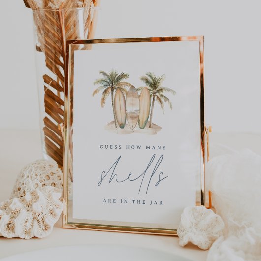 Poster Surf côtier Baby shower Shell Jeu de devis