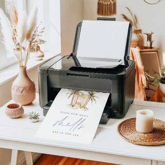 Poster Surf côtier Baby shower Shell Jeu de devis