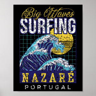Poster Surf de grosses vagues Nazaré Portugal Surfeur Sur