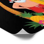 Poster Surf de Noël Père Noël Beach Ne Vacances Surf (Coin)
