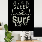 Poster Surf de sommeil de manger répéter (Bureau à domicile)