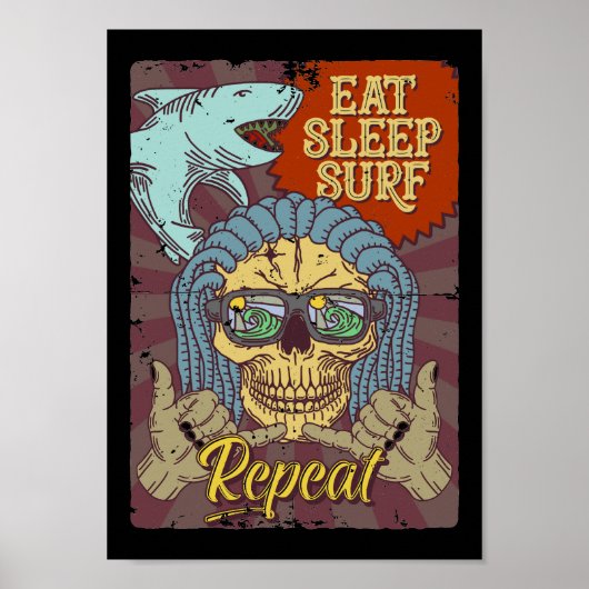 Poster Surf de sommeil de manger répéter (Devant)