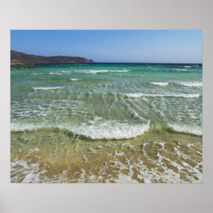 Poster Surf d'océan à la plage d'Elafonisi - l'Europe,