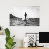Poster Surf en Honolulu Hawaii Surfer Longboard (Bureau à domicile)