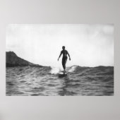 Poster Surf en Honolulu Hawaii Surfer Longboard (Devant)