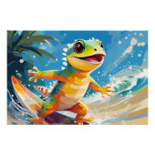 Poster Surf Gecko Riding Les Vagues (Devant)