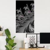 Poster SURF ! Gunmetal Gris Fractal Abstact Art (Bureau à domicile)