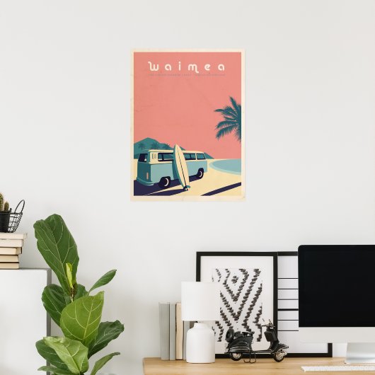 Poster Surf hawaïen rétro (Bureau à domicile)