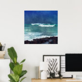 Poster Surf hawaïen Vagues océaniques Aqua Turquoise Blue (Bureau à domicile)