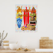 Poster Surf Honolulu Hawaii Tiki (Cuisine)
