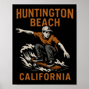 Poster Surf Huntington Beach Californie Vintage Hommes B