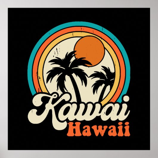 Poster Surf Kawaii Hawaï (Devant)