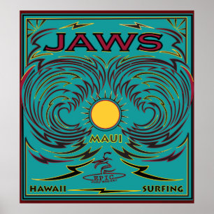 POSTER SURF MAUI HAWAII JAWS