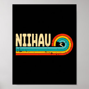 Poster Surf Niihau Hawaii îles hawaïennes Vintage Ret