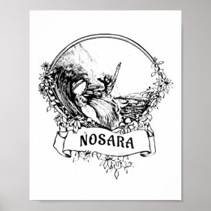 Poster Surf Nosara, Costa Rica Vintage Retro Throwck S