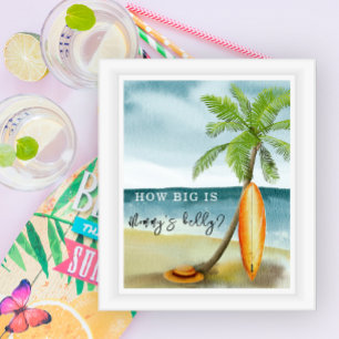 Poster Surf plage - Quelle taille fait le ventre de maman