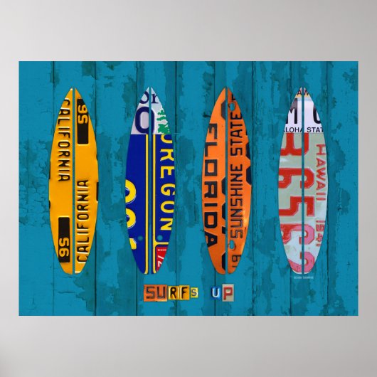 Poster Surf - Plaque de licence (Devant)