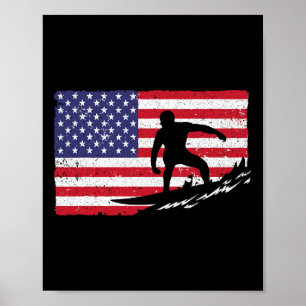 Poster Surf Pour Hommes Femmes 4 juillet Drapeau Américai