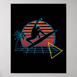 Poster Surf rétro surfeur vintage style années 80