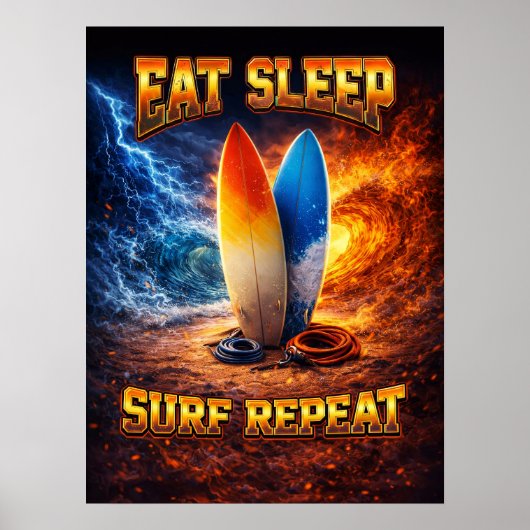 Poster Surf Rétro Vintage Contrefaçon (Devant)